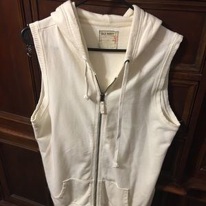 Old Navy tunic length sweatshirt vest with hood